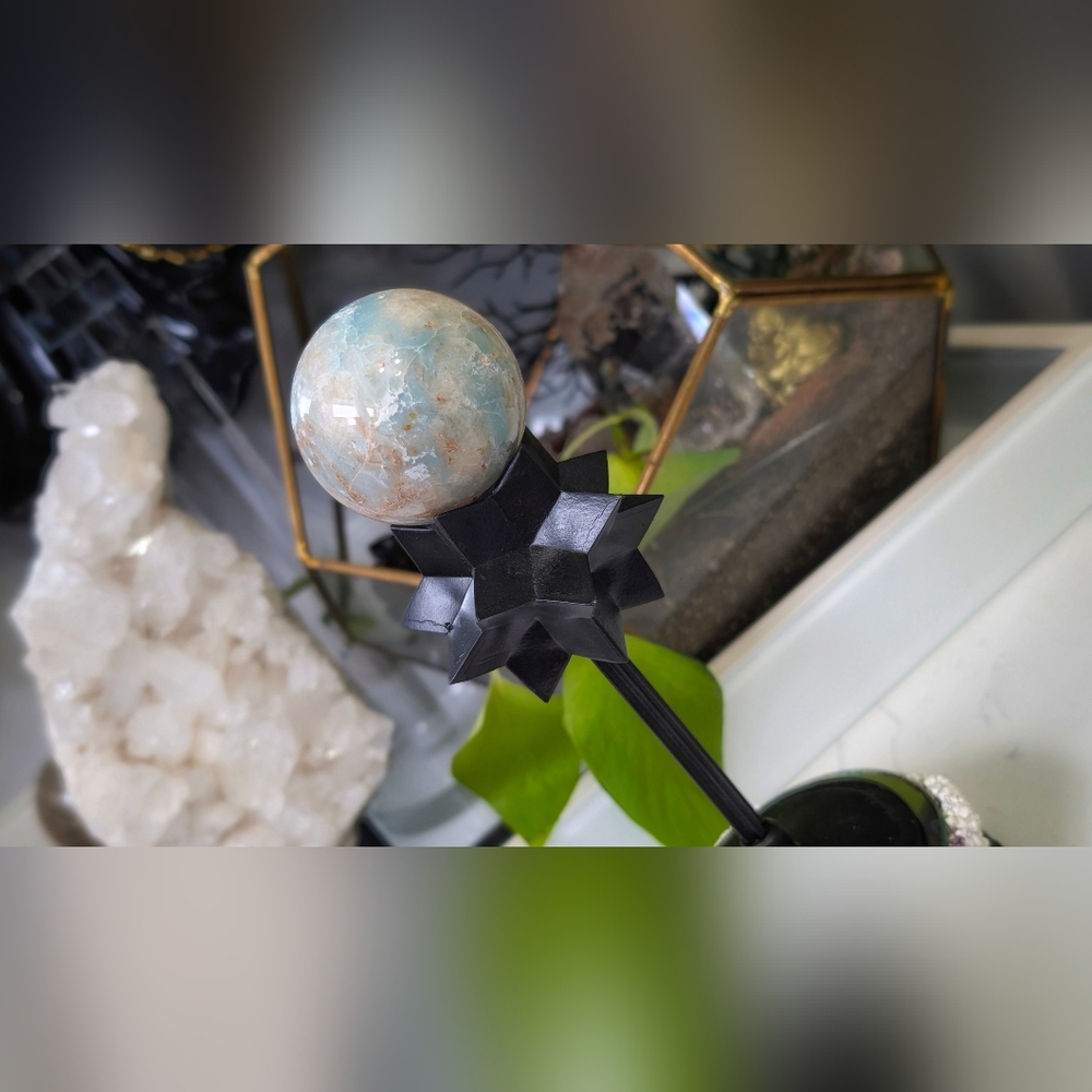 Amazonite Crystal Sphere with Plastic Stand